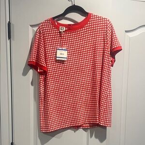 Anne Klein Red and White Polka Dot Top